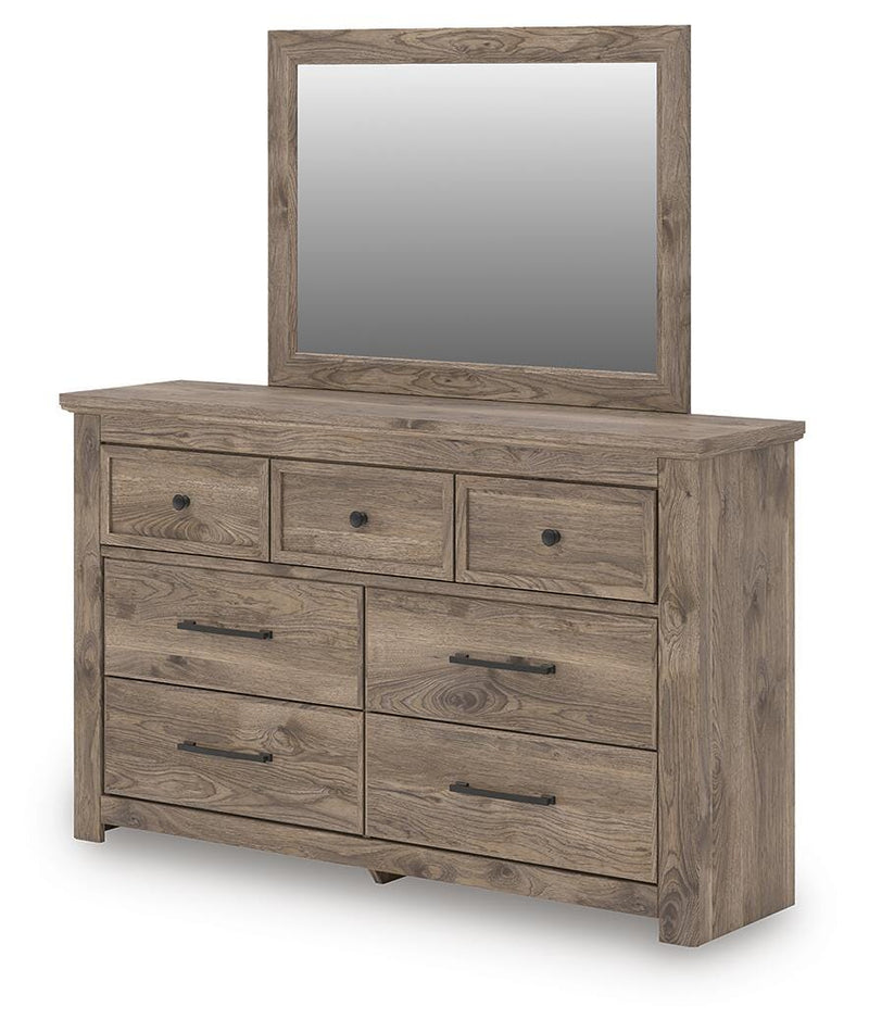 Rusticott Queen Poster Bed, Dresser and Mirror