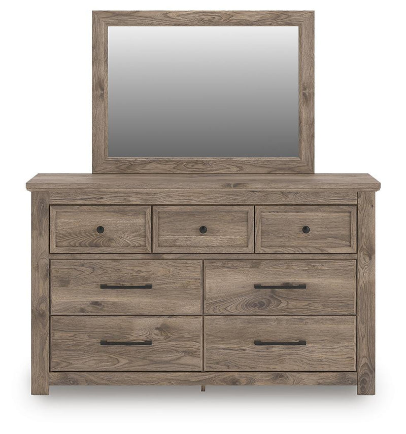 Rusticott Queen Poster Bed, Dresser, Mirror and Nightstand