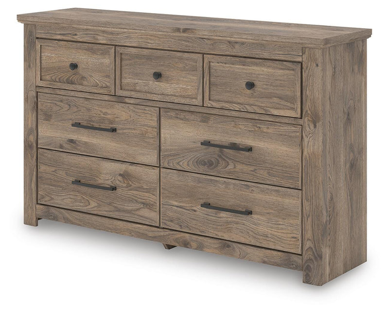 Rusticott Queen Poster Bed, Dresser and Nightstand
