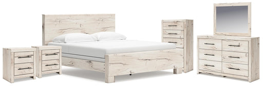 Lawroy King Panel Bed, Dresser, Mirror, Chest and Nightstand