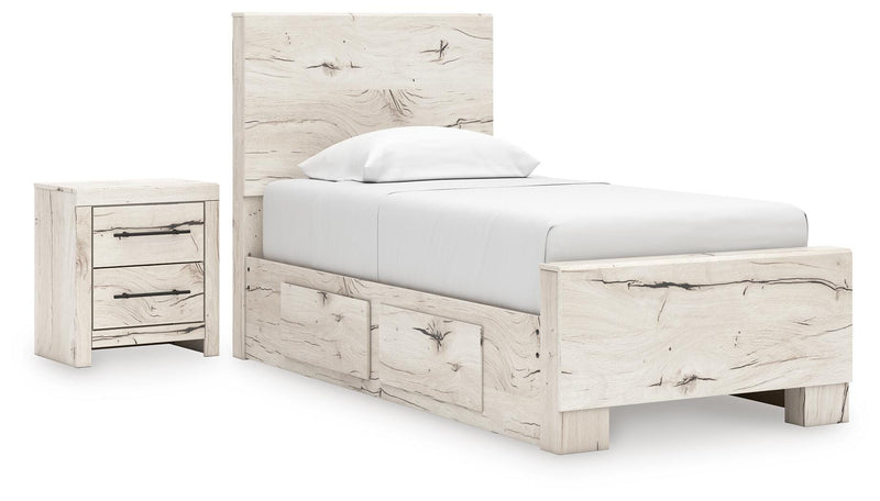 Lawroy Twin Panel Bed with Storage and Nightstand