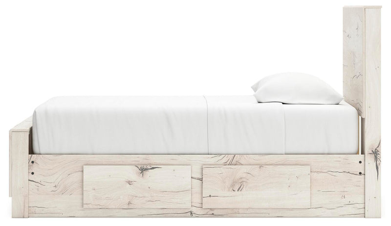 Lawroy Twin Panel Bed with Storage and Nightstand