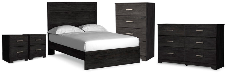 Belachime Full Panel Bed, Dresser, Chest and 2 Nightstands