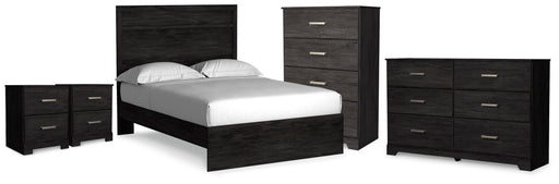 Belachime Full Panel Bed, Dresser, Chest and 2 Nightstands