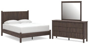 Pamytta Queen Panel Platform Bed, Dresser and Mirror