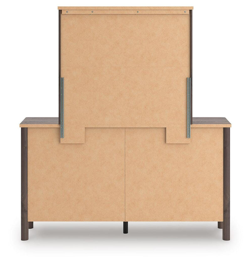 Pamytta Queen Upholstered Panel Bed, Dresser and Mirror