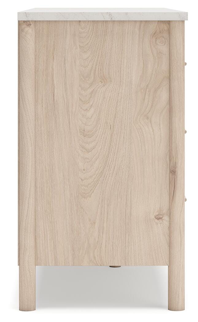 Cadmori Queen Upholstered Panel Bed, Dresser and Nightstand