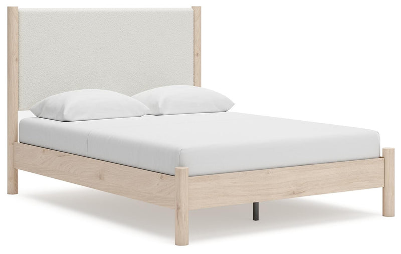 Cadmori Queen Upholstered Panel Bed, Dresser and Nightstand