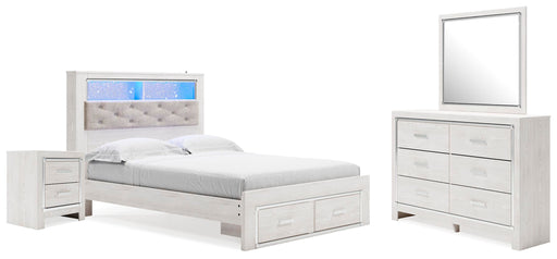 Altyra Queen Panel Storage Bed, Dresser, Mirror and Nightstand