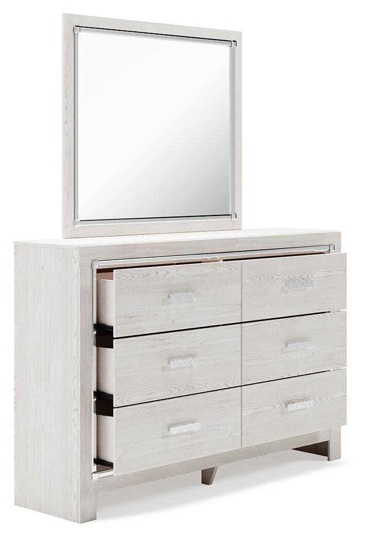 Altyra Queen Upholstered Panel Bed, Dresser, Mirror, Chest and Nightstand