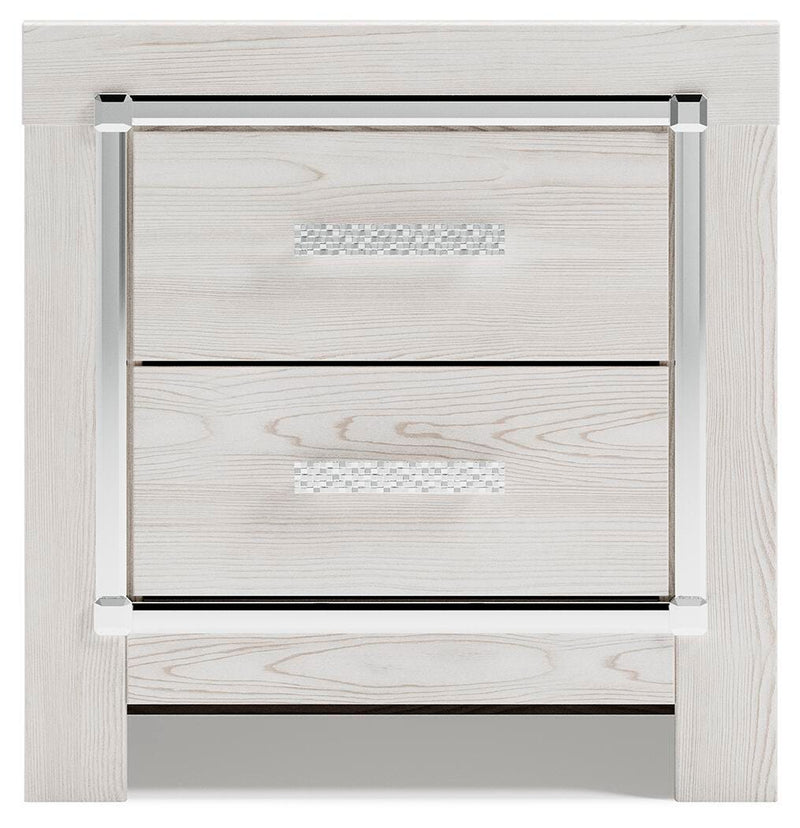 Altyra King Upholstered Panel Storage Bed, Dresser, Mirror and Nightstand