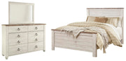 Willowton Queen Panel Bed, Dresser and Mirror