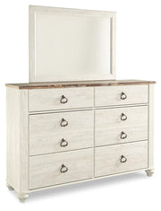 Willowton Twin Bed with Storage, Dresser, Mirror, Chest and Nightstand
