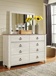 Willowton King Sleigh Bed, Dresser, Mirror, Chest and Nightstand