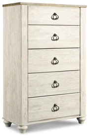 Willowton King Sleigh Bed, Dresser, Mirror, Chest and Nightstand