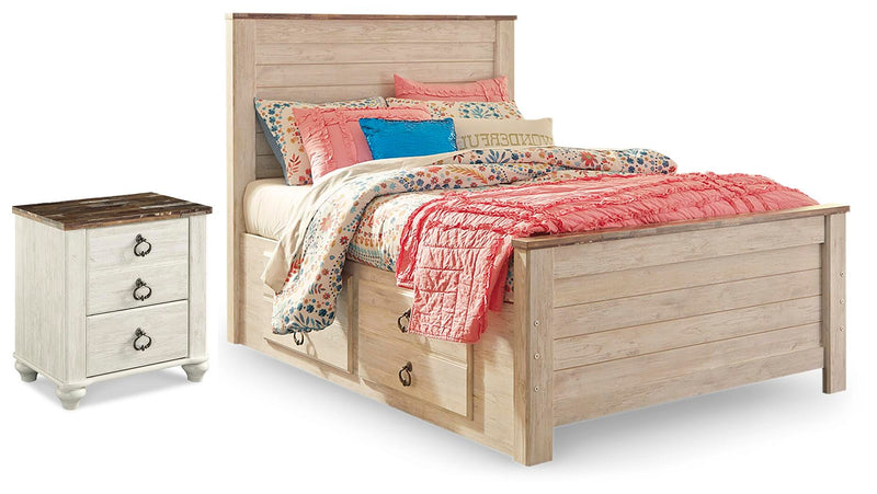 Willowton Full Panel Bed with Storage and Nightstand