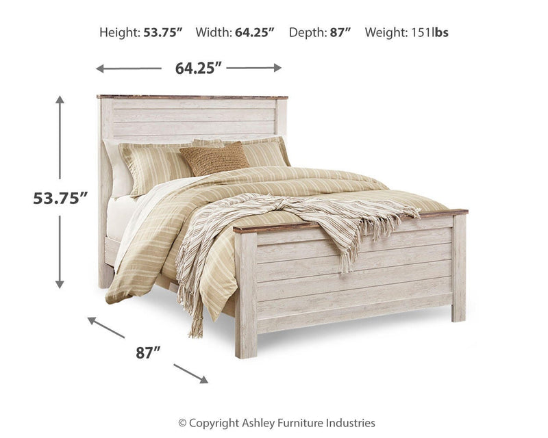 Willowton Queen Panel Bed, Dresser and Mirror