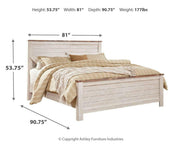 Willowton King Panel Bed, Dresser, Mirror, Chest and Nightstand