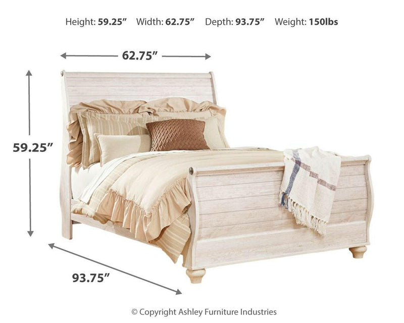 Willowton Queen Sleigh Bed and Nightstand