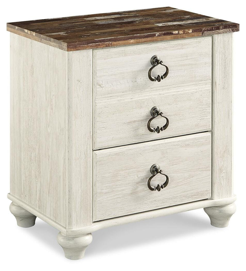 Willowton Twin Bed with Storage, Dresser, Mirror, Chest and Nightstand