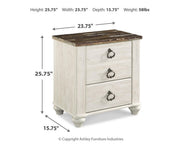 Willowton Twin Bed with Storage, Dresser, Mirror, Chest and Nightstand