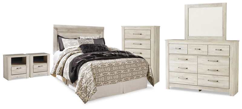 Bellaby Queen Panel Headboard, Dresser, Mirror, Chest and 2 Nightstands