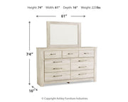 Bellaby King Panel Storage Bed, Dresser, Mirror and Nightstand