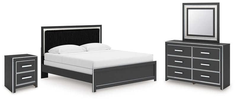 Zuraleus King Panel Bed, Dresser, Mirror and Nightstand
