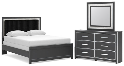 Zuraleus Queen Upholstered Panel Bed, Dresser and Mirror