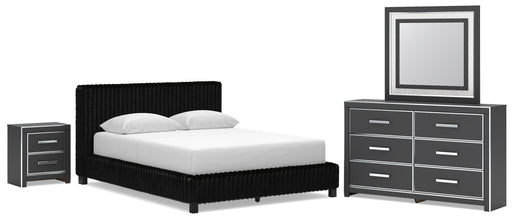 Zuraleus Queen Upholstered Bed, Dresser, Mirror and Nightstand