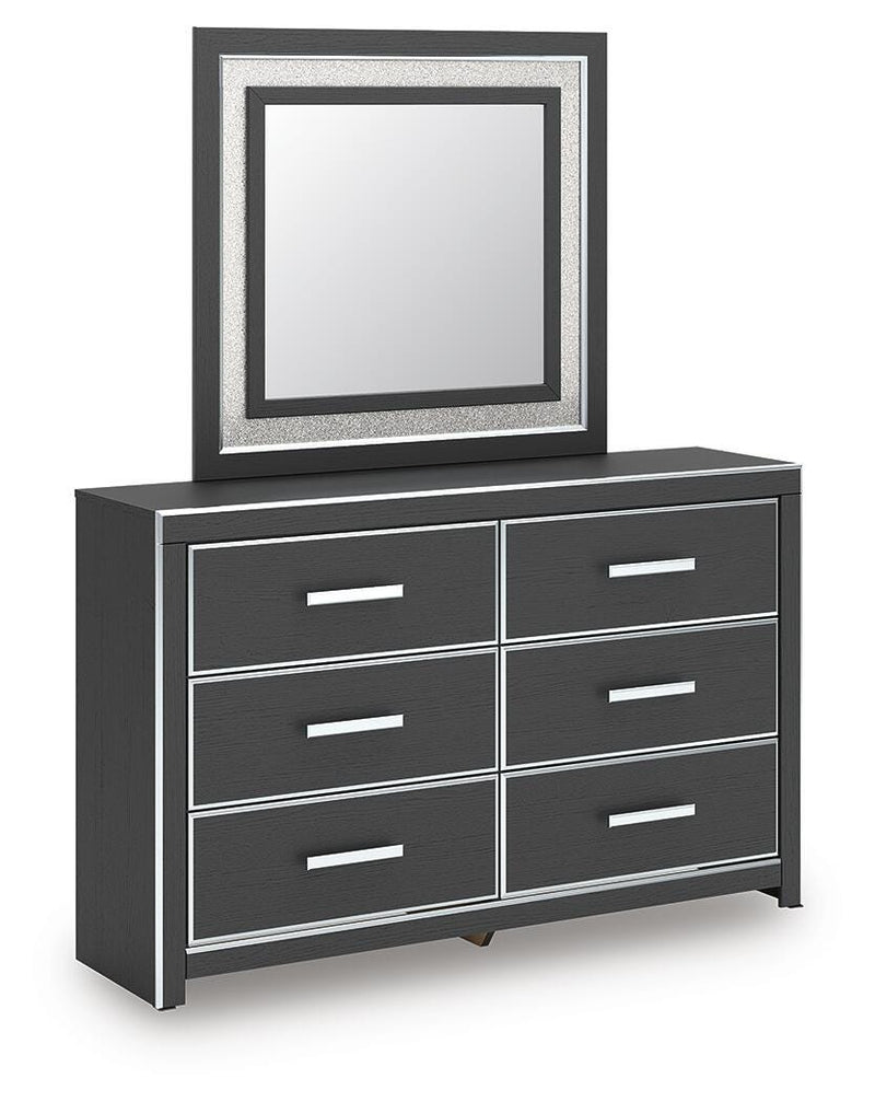 Zuraleus Queen Upholstered Panel Bed, Dresser and Mirror