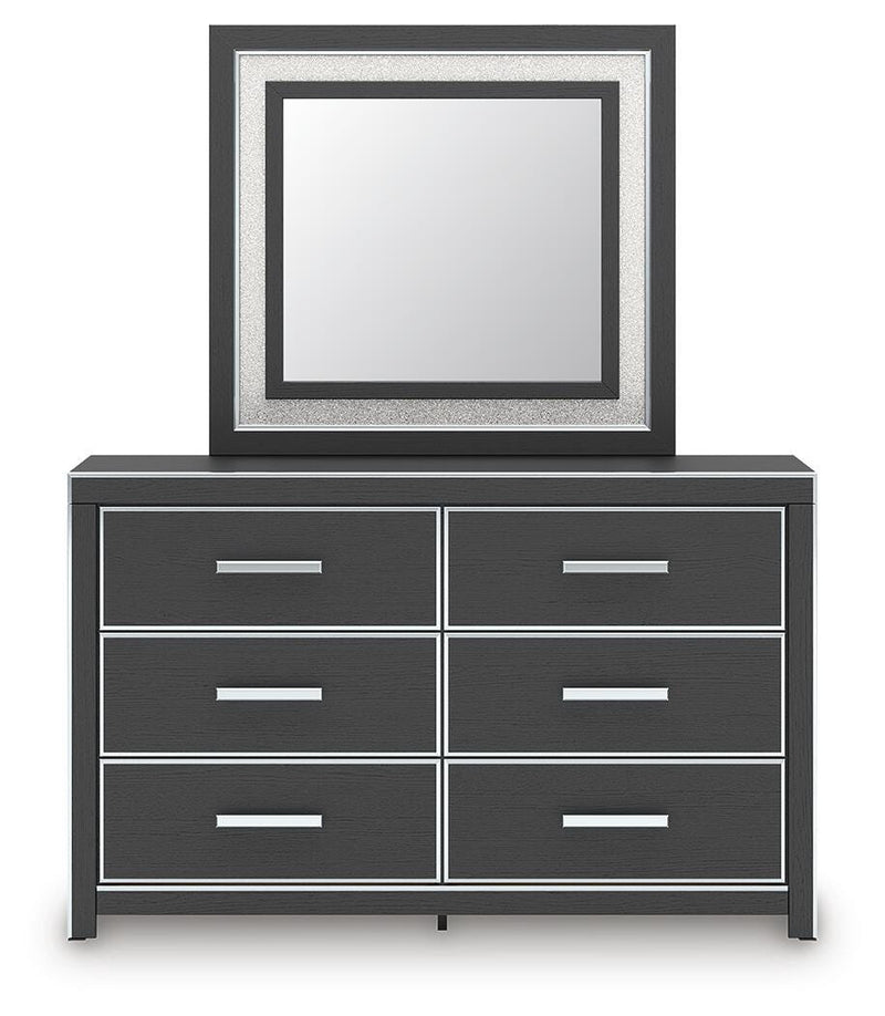 Zuraleus Queen Upholstered Panel Platform Storage Bed, Dresser and Mirror