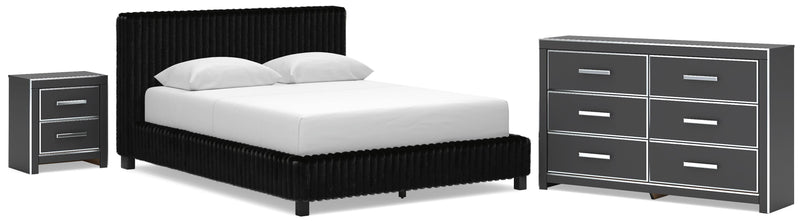 Zuraleus Queen Upholstered Bed, Dresser and Nightstand
