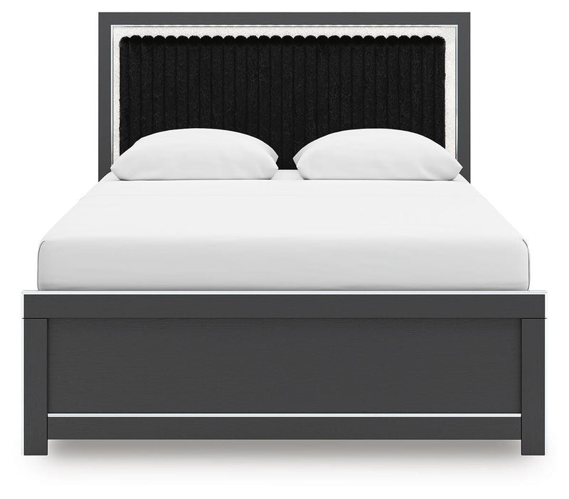 Zuraleus Queen Upholstered Panel Bed, Dresser and Mirror