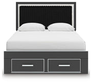 Zuraleus Queen Upholstered Panel Platform Storage Bed, Dresser and Mirror