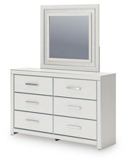 Zuraleus Queen Upholstered Panel Platform Bed, Dresser and Mirror