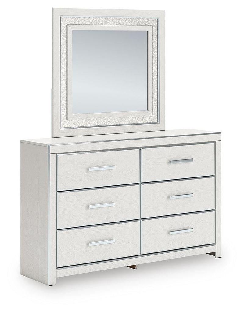 Zuraleus Queen Upholstered Panel Platform Storage Bed, Dresser and Mirror