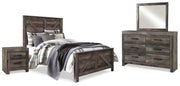 Wynnlow Queen Crossbuck Panel Bed, Dresser, Mirror, and Nightstand