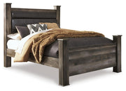 Wynnlow Queen Upholstered Poster Bed, Dresser and Mirror