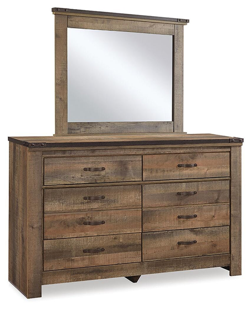 Trinell Full Bookcase Storage Bed, Dresser, Mirror, Chest and 2 Nightstands