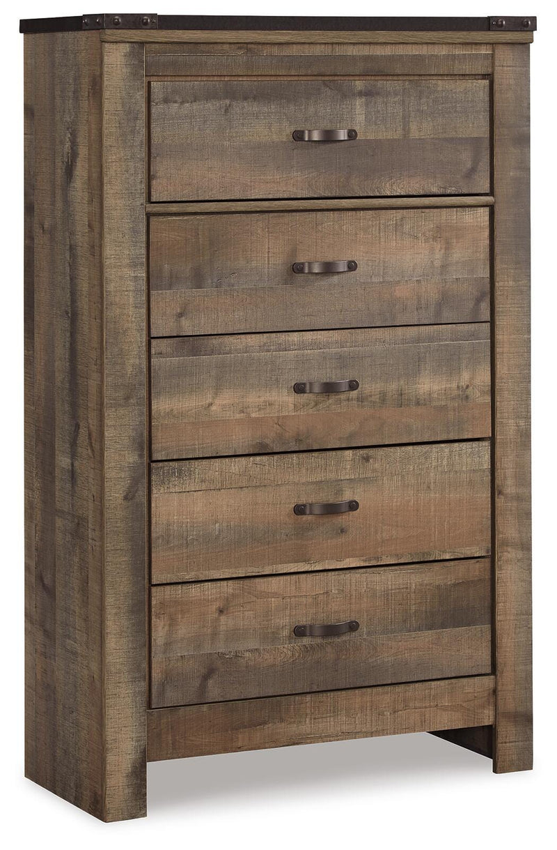 Trinell Full Bookcase Storage Bed, Dresser, Mirror, Chest and 2 Nightstands