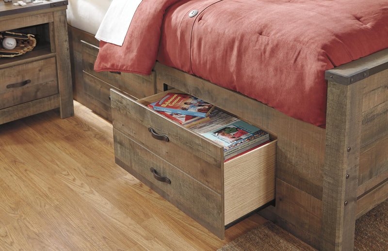 Trinell Twin Panel Bed with Storage and Nightstand