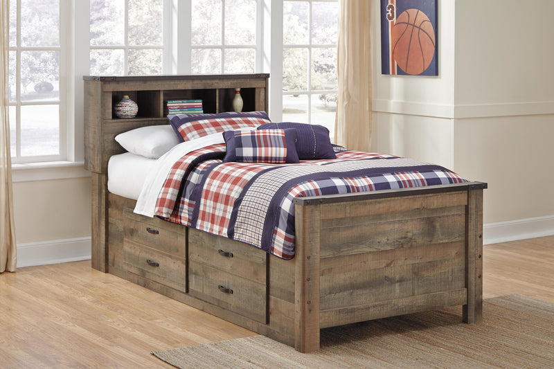 Trinell Twin Bookcase Storage Bed, Dresser, Mirror and Nightstand