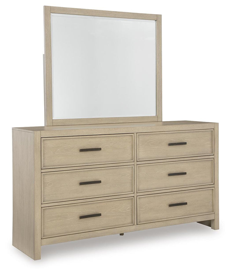 Calmoro Queen Bookcase Bed, Dresser and Mirror