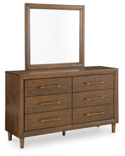 Lyncott Queen Upholstered Bed, Dresser, Mirror and Nightstand