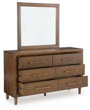 Lyncott Queen Upholstered Bed, Dresser, Mirror and Nightstand