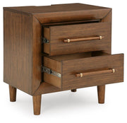 Lyncott Queen Upholstered Bed, Dresser, Mirror and Nightstand
