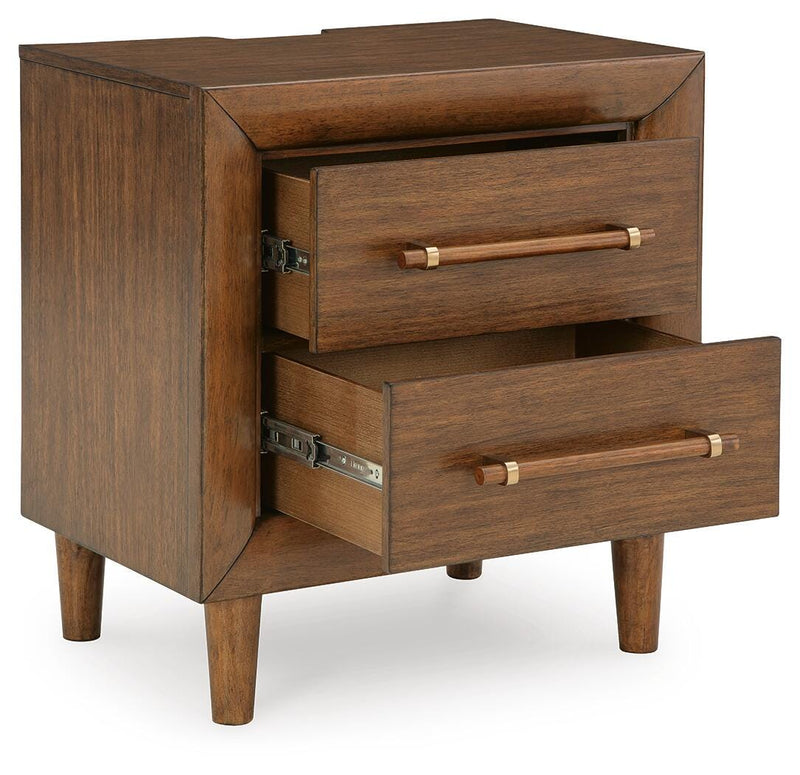 Lyncott Queen Upholstered Bed, Dresser, Mirror and Nightstand