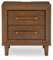 Lyncott Queen Upholstered Bed, Dresser, Mirror and Nightstand
