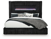 Tayleena King Upholstered Bed with Fireplace and Wireless Audio